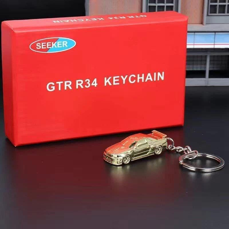 Seeker Nissan Skyline R34 GTR Keyring Silver Chrome/Gold