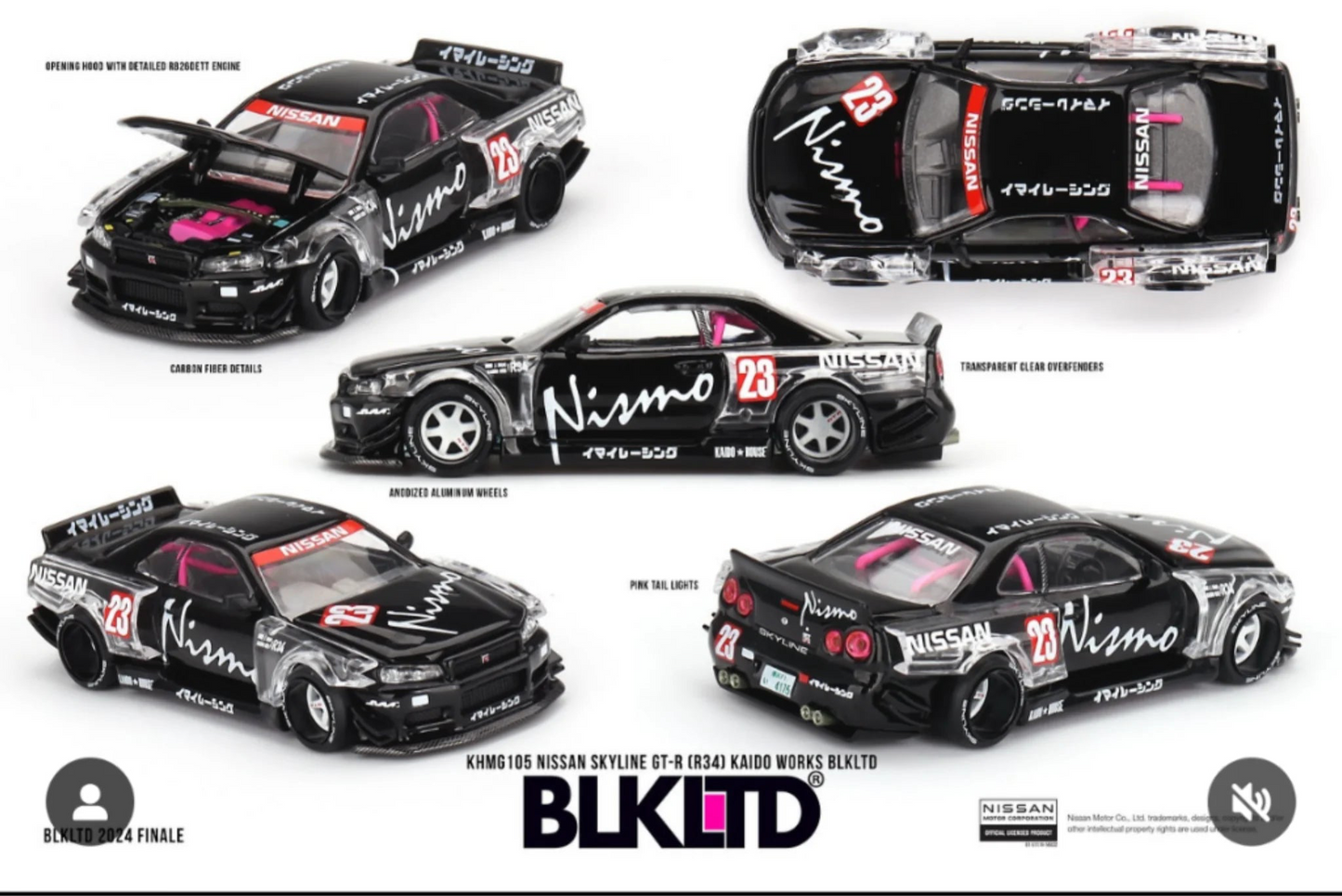 Kaido house Nissan skyline r34 nismo clear fender BLKD LTD GRANDE FANALE 2024