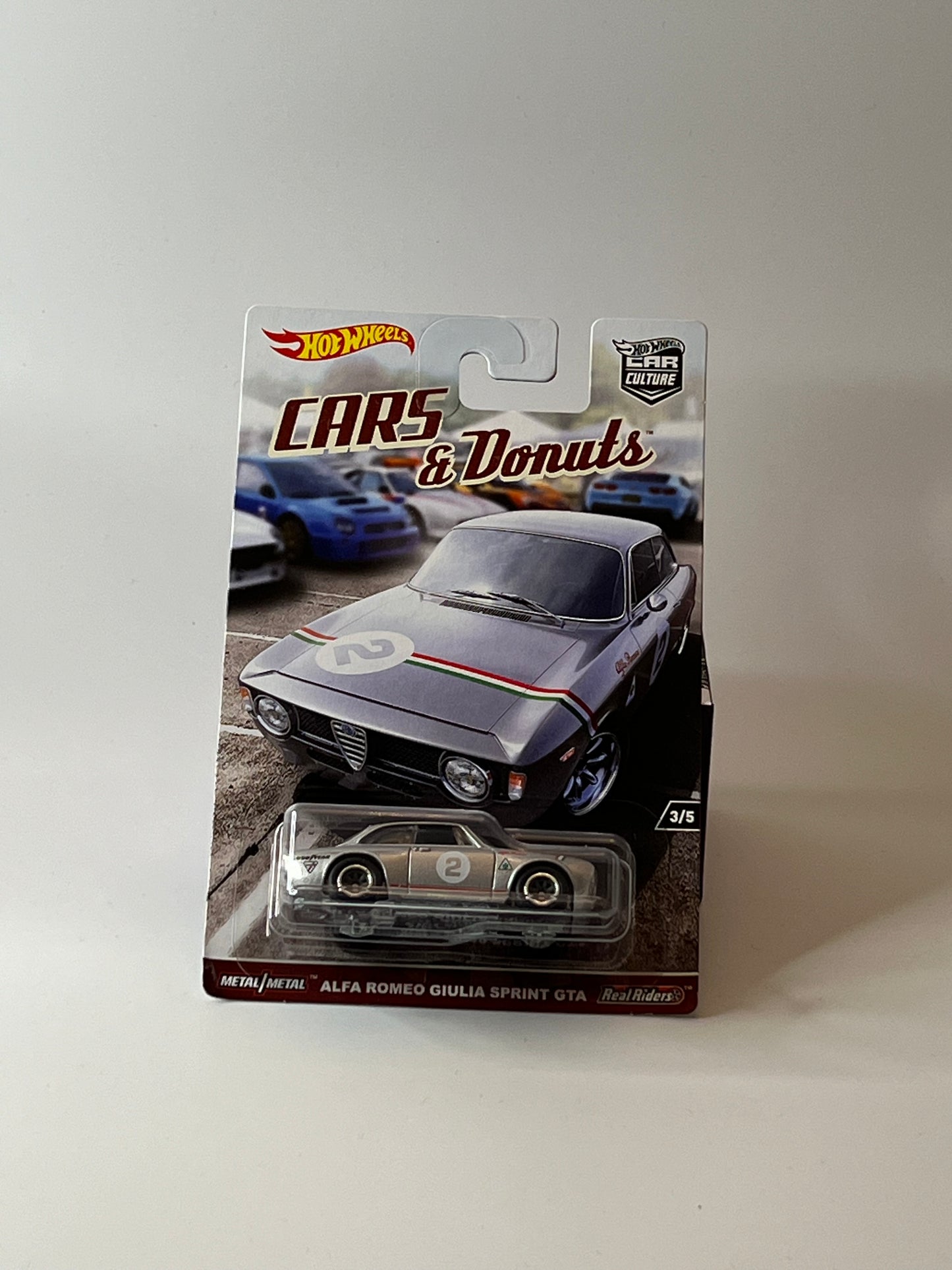 *DAMAGED* Hot Wheels Cars And Donuts Alfa Romeo Giulia GTA Premium Car Culture Real Riders 3/5