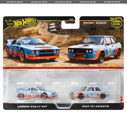 PRE ORDER  hotwheels Lancia Rally 037 / Fiat 131 Abarth Gulf Oil twin pack