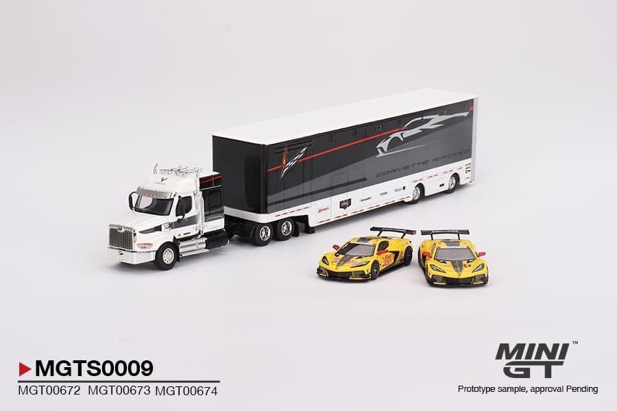 Mini GT 1/64 Corvette Racing C8.R Racing Transporter Set MGTS0009