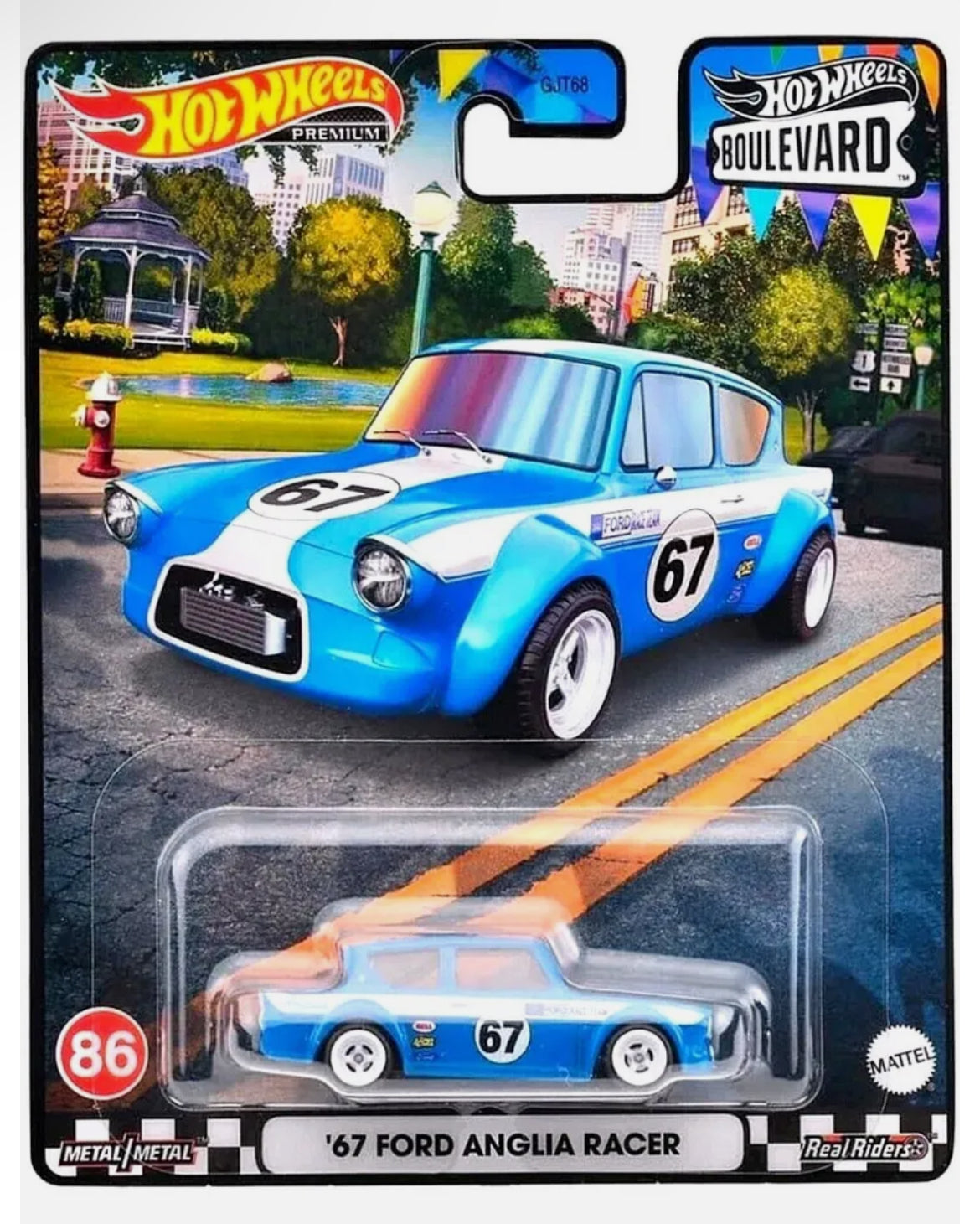 Hot Wheels Ford Anglia Racer Blue/White - Boulevard 86