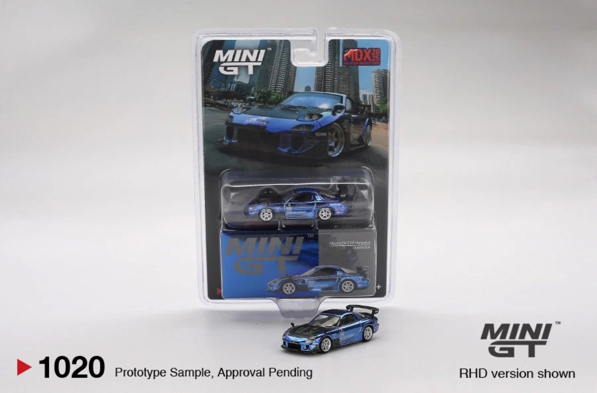 MINI GT MDX MAZDA RX-7 RE-AMEMIYA CHROME BLUE MALAYSIA DIECAST EXPO  2025