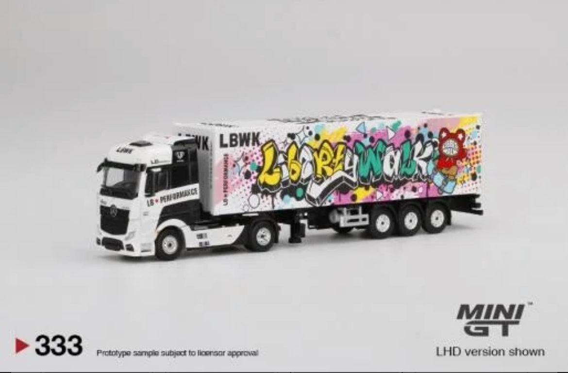 Mini GT Mercedes-Benz Actros with 40 Container LBWK Kuma Graffiti MGT00333R 1/64