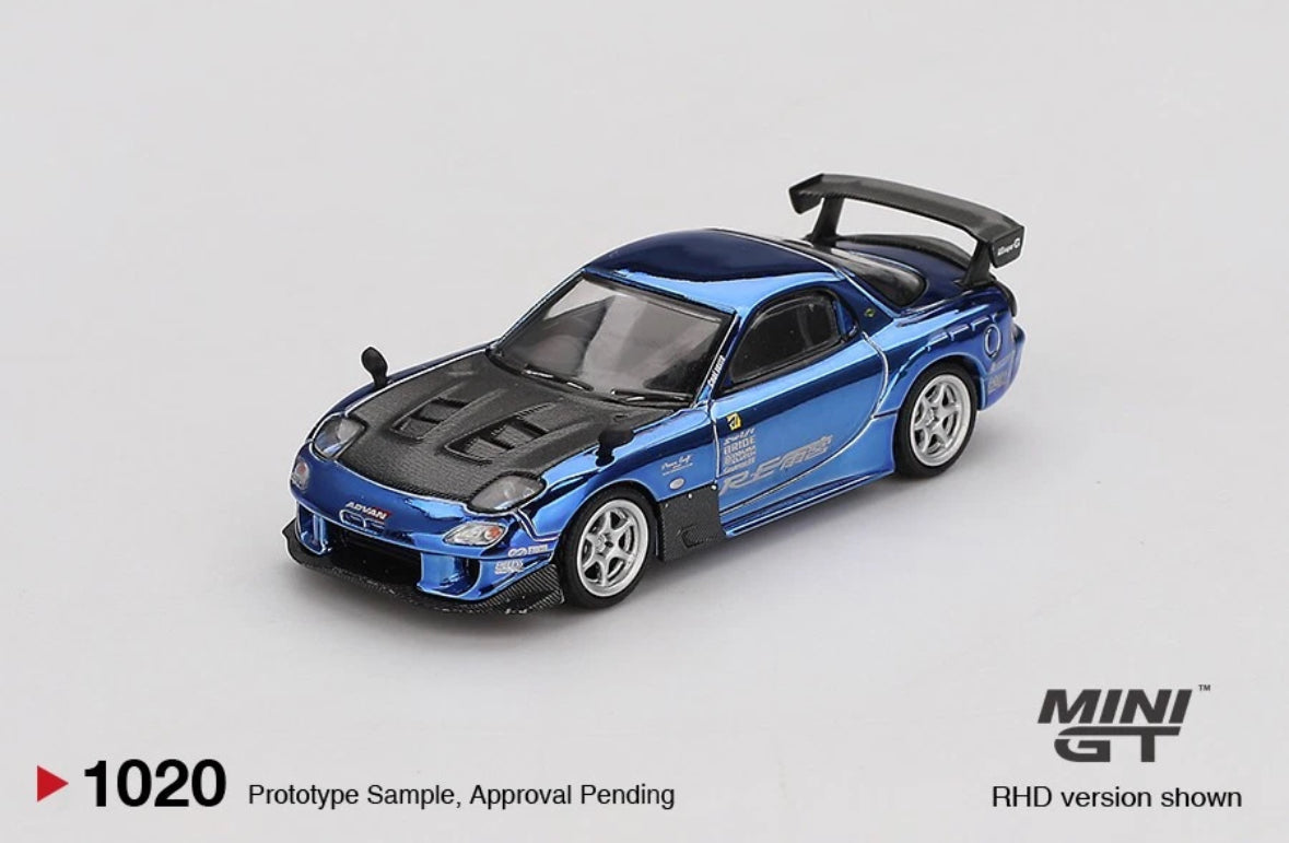 MINI GT MDX MAZDA RX-7 RE-AMEMIYA CHROME BLUE MALAYSIA DIECAST EXPO  2025