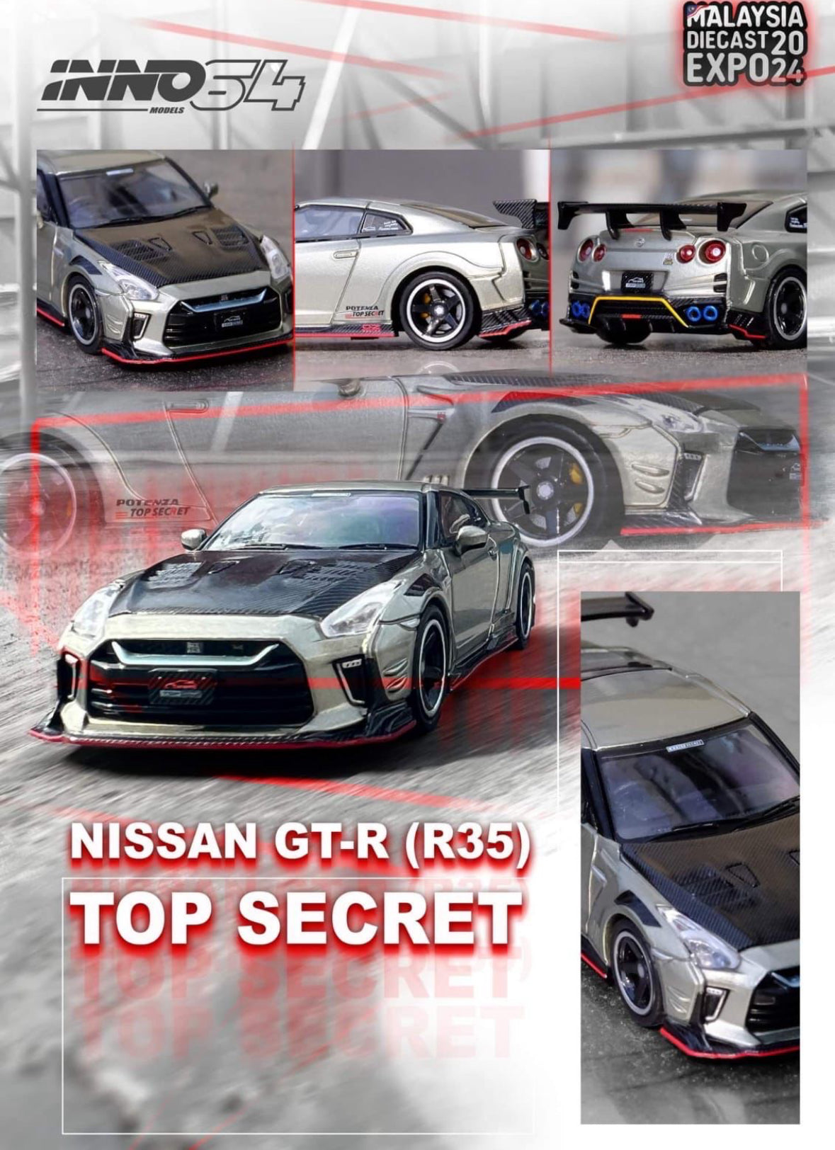 INNO64 Malaysia Diecast Expo 2024 MDX Nissan GT-R35 Top Secret Silver