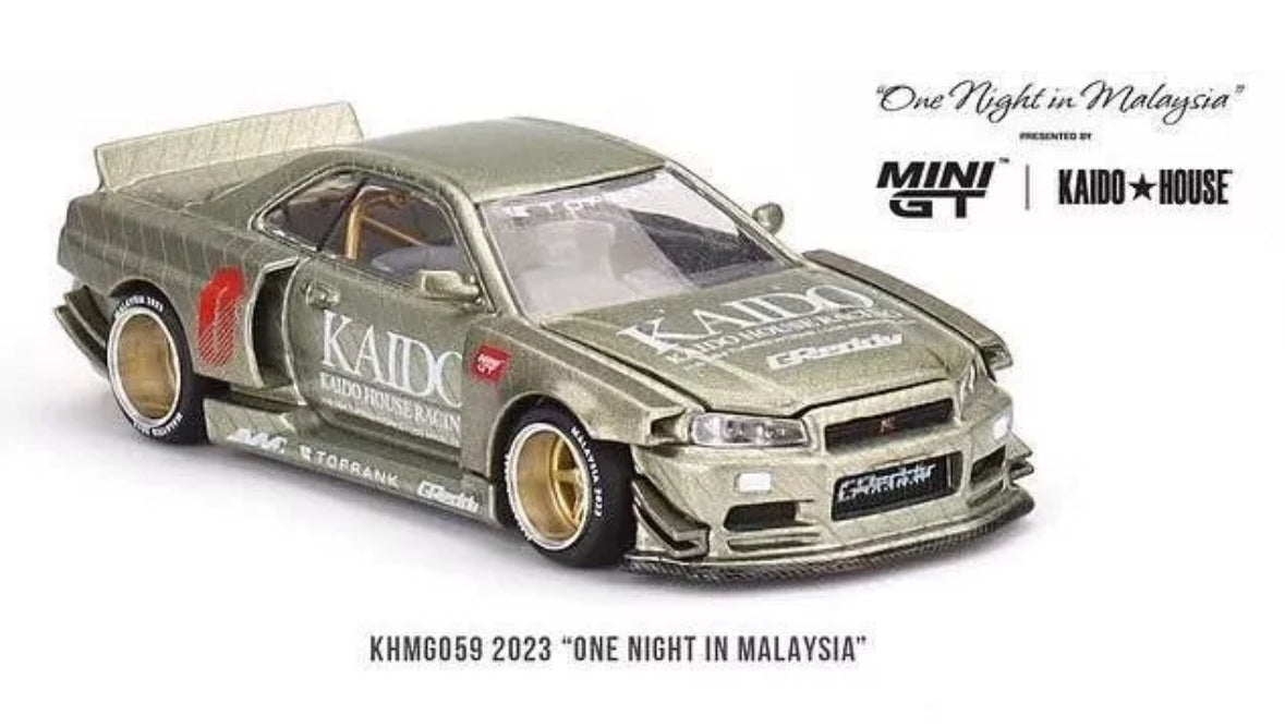 Mini GT x Kaido House MDX23 one night in Malaysia Dinner exclusive 1:64 Nissan Skyline GT-R R34