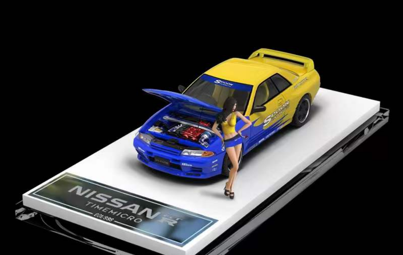 TimeMicro Nissan Skyline GT-R R32 Spoon Diecast Car Model with Figure