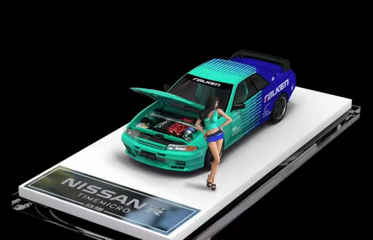 TimeMicro Nissan Skyline GT-R R32 Falken Diecast Car Model with Figure