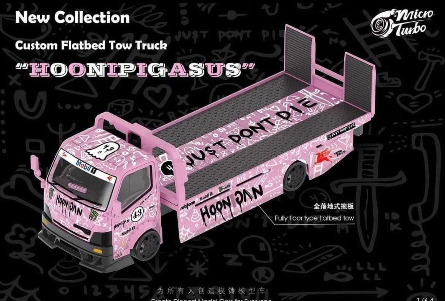 HomeMicroTurbo HINO 300 Custom Flatbed Truck in Pink "Hoonipigasus"